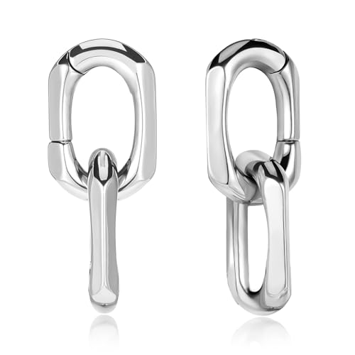 DOEARKO 2PCS Ear Gauges Stainless Steel Chain Link Ear Weights For Stretched Ears lobes Plugs Fashion Piercing Body Jewelry (05mm(4G)-F Chain Silver)