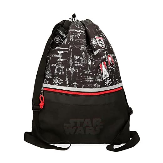 Star Wars Space Mission Mochila Saco con Cremallera Negro 35x46 cms Poliéster