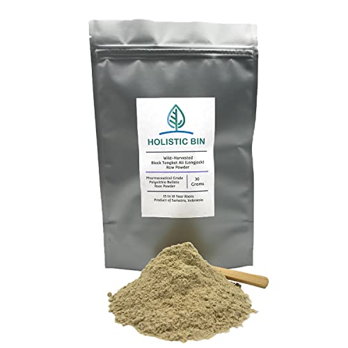 Black Tongkat Ali Powder by Holistic Bin | Organic Polyalthia bullata Root Powder from Indonesia | Longjack Tongkat Ali for Men and Women | 100% Pure, Single Ingredient Powdered Longjack Extract