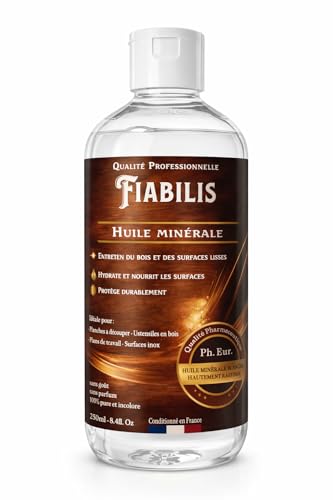 Aceite para tablas de cortar 250 ml, aceite mineral de grado alimentario para madera, tablas de cortar, bloques de carnicero, utensilios de cocina y encimeras, incoloro, inodoro e insípido
