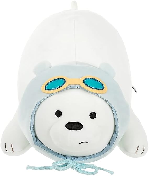 MINISO 15 We Bare Bears Stuffed Animals, Cuddle Lying Plush Ultrasoft Toy Hugging Throw Sleeping Plushies Toy Pillow for Boy Girl Kids Children Toddler Bedding Toys and Christmas(Ice Bear)