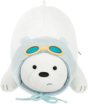 MINISO 15 We Bare Bears Stuffed Animals, Cuddle Lying Plush Ultrasoft Toy Hugging Throw Sleeping Plushies Toy Pillow for Boy Girl Kids Children Toddler Bedding Toys and Christmas(Ice Bear)