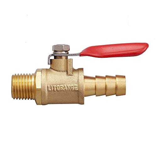 Litorange 2 PCS Brass Water Mini Ball Valve Shut Off Switch, 3/8" NPT Male Thread x 3/8 INCH Hose Barb Pipe Tubing Fitting Coupler, 180 Degree Operation Handle by LitOrange - Image 2