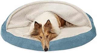 Furhaven Pet Dog Bed | Orthopedic Round Cuddle Nest Faux Sheepskin Snuggery Blanket