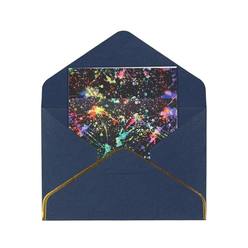 Kashinn Juego de tarjetas de felicitación en blanco perlado de alta calidad, pintura colorida, impresión estándar, borde de lámina de oro rosa, para todas las ocasiones