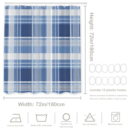 Rideau de douche bleu hivernal 180x180 cm Batmerry en polyester imperméable - 7
