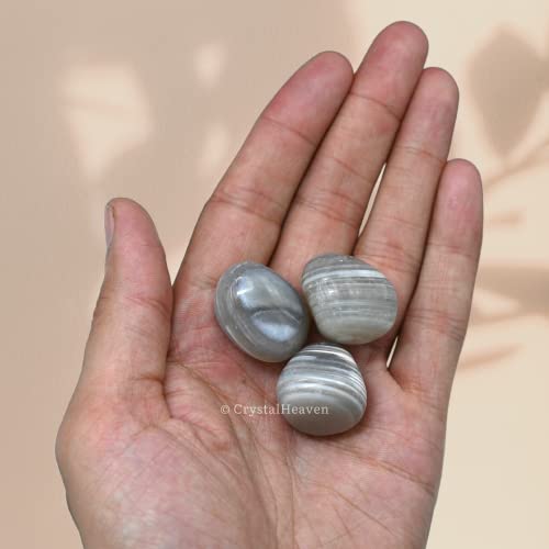 Image of Certified Lace Agate Crystal Healing Tumbled Stone, Natural Polished Crystals for DIY Crafts, Manifestation, Meditation, Pooja Feng Shui and Reiki Healing (30 Grams)