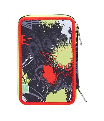 Sj Ever Astuccio Scuola 3 Zip, Rosso, Playjam Boy, Portapenne Triplo Scomparto Completo Di Penne, Matite, Colori, Accessori Zaino, Elementari, Medie, Bambino - 7