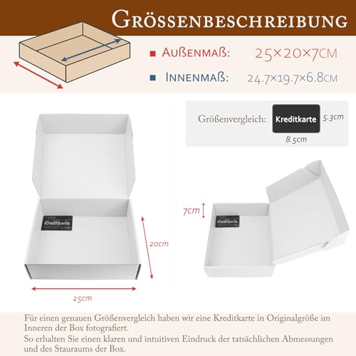 25 x 20 x 7 cm Rosa Klappdeckel-Versandbox – Recyclingkarton – innen & außen rosa – für Geschenke, Sets & Basteln – 25er-Pack