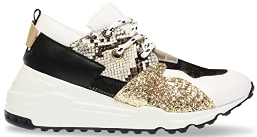 Steve Madden Steve Madden Women's Cliff Sneaker, White/Gold, 7.5 M US