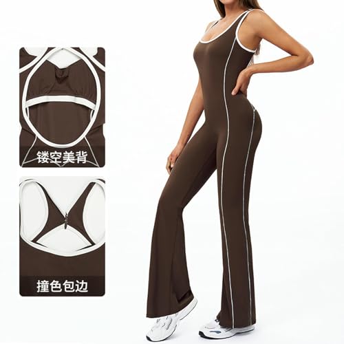 Ropa de yoga para mujer en color violeta claro mono deportivo acampanado plisado talla s 3
