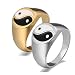 ANAZOZ Anello di Fidanzamento di Coppia,2 Anelli Personalizzati,Coppia Anelli in Acciaio Inossidabile Yin Yang Argento Oro Misura dell'anello Donna 27 & Uomo 25
