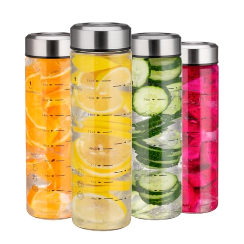 weasland 20oz Wide Mouth Borosilicate Glass Juice Bottles 4 Pack
