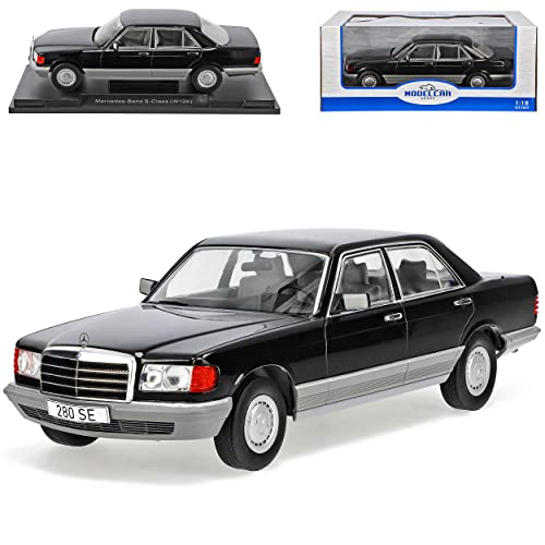 Model Car Group Mercedes-Benz S-Klasse W116 Schwarz 1972-1980 1/18 Modell Auto Cover