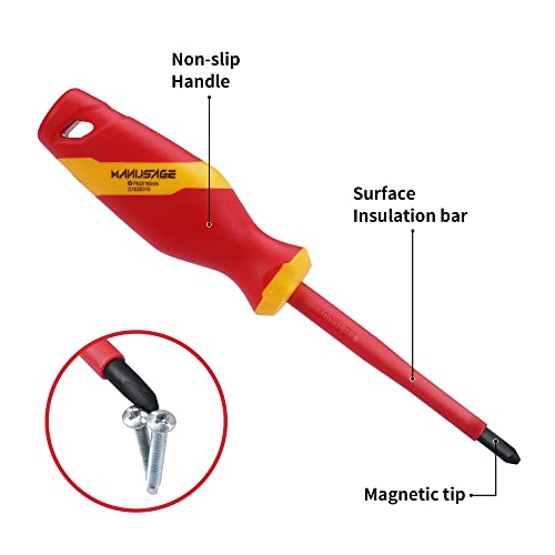 Manusage 1000V Insulated Electrician Screwdriver Set, Professional 8-Pieces Cr-V Magnetic Phillips Slotted Screwdriver With Storage Bag #TOP1