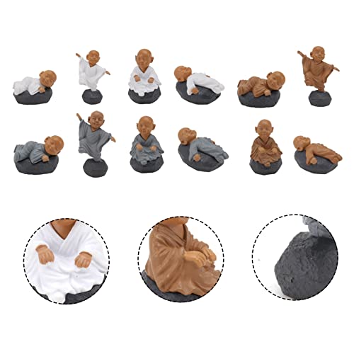 Yardenfun 12Pcs Monk Landscape Ornament Miniature Ornaments Car Dashboard Accessories Outdoor Statues Miniature Monk Figure Mini Sand Garden Accessories Happy Buddha Statue Monk Statue Baby #TOP6