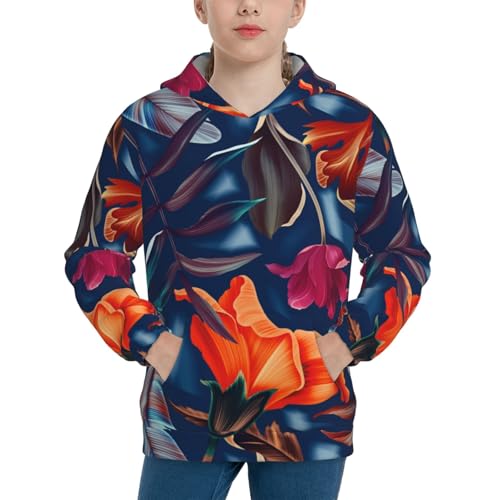 Tropical Flower Kid Hoodies Boys Sweatshirts Girls Pullover with Pocket
