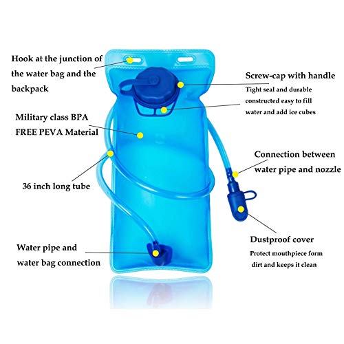 Image of Proberos Premium Anti-Bacteria Material Hydration Upgraded Leak Proof Water Reservoir Hydrating Bladder for Hiking Cycling, Running (Blue, L 13.8'' x W 6.8'')