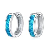 Juego de pendientes de aro de ópalo para mujer, Ópalo creado