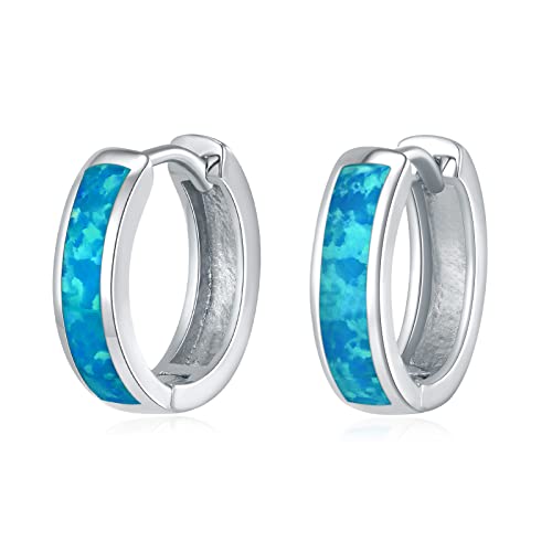 Opal Stud Huggie Hoop Earrings: Hypoallergenic 14K Gold/Silver/Rose Gold Plated Small Hoop Earrings for Women Sensitive Ears