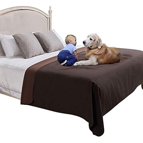 MBJERRY Waterproof Dog Cat Blanket Cover - Reversible Pet Blankets Washable Puppy Pee Blanket Throw(Chocolate Brown/Brown,60 x 80 Inches) Cover