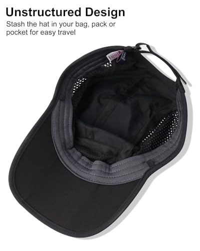 Miniatura 7 de Folding Running Man Hat,Visors Sport Cap Summer Mesh Quick-Drying Hat Women Baseball Cap Hiking Breathable Waterproof Trucker Hat With 3.54in Brim 19-24in Adjustable Unisex Hat 63g Black Qu19