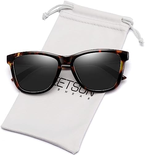 MEETSUN Polarized Sunglasses for Women Men Classic Retro Designer Style UV400 Protection Vintage (Leopard Frame/Grey Lens, 54)