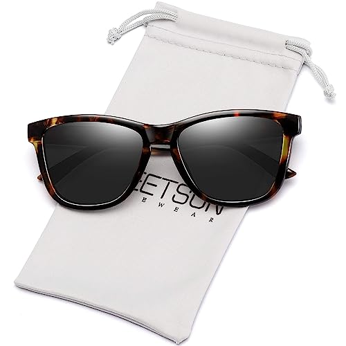 Meetsun Polarized Sunglasses For Women Men Classic Retro Designer Style Uv400 Protection Vintage (Leopard Frame/Grey Lens, 54) #TOP4