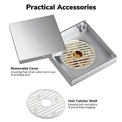Aquaterior 4"X4" Square Copper Floor Drain With Chrome Plainted Removable Tile Insert Grate For Shower Bathroom Kitchen #TOP4