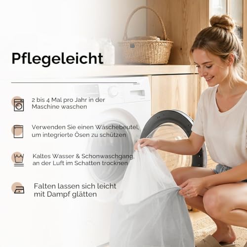 MRTREES Voile Gardinen Vorhang halbtransparent kurz mit Ösen in Leinenoptik Stores Gardinen Schals für Wohnzimmer Schlafzimmer Kinderzimmer… – Ansicht 8