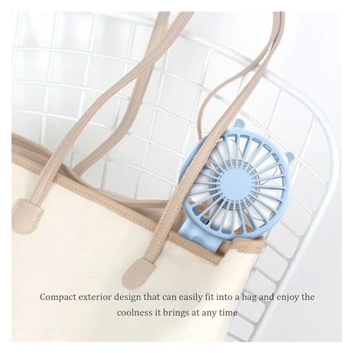 Ventilateur de poche portable USB bleu avec base pour bureau - 3