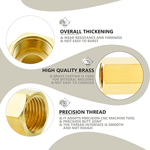 Bwintech 2 Pcs 3/4" Female to 3/4" Female BSP Thread Brass Hex Coupling Connector for Pipe Connecting Conversion - Image 3