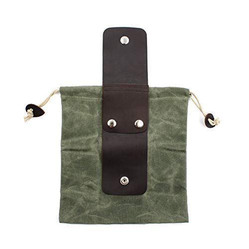 Foraging Bag,Mushroom Foraging Bag Waxed Canvas Tinder Waterproof Small Leather Pouch Hunting Bag Fanny Pack For Dog Training Bushcraft Belt (Green) #TOP2