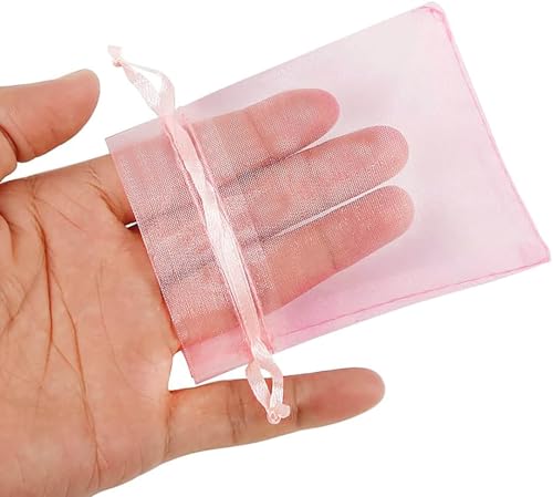 Image of Dealglad 100pcs Drawstring Organza Jewelry Candy Pouch Party Wedding Favor Bags (3x4, Pink)