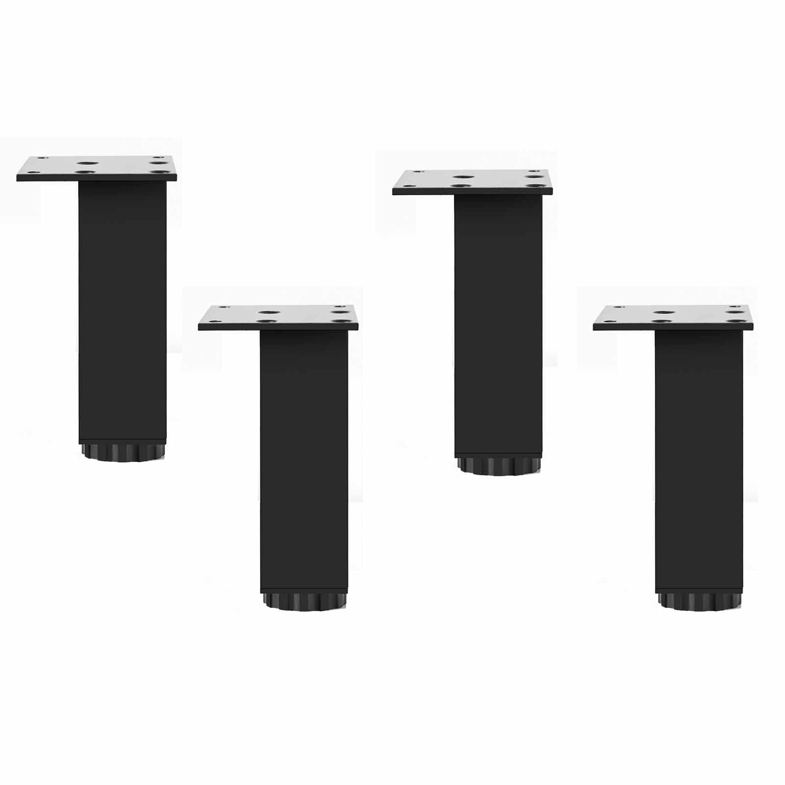 Zestaw regulowanych metalowych nóg stołowych, 4 aluminiowe nóżki meblowe do szafki, szafy, łóżka, DIY, ze śrubami, czarne, 12 cm/4,7 cala