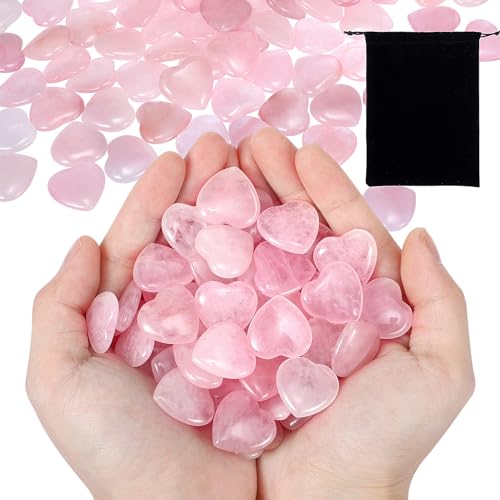 120 Pcs Heart Quartz Crystals with Bag (Rose)