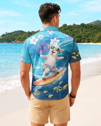 Image of 99TIMORO Fathers Film Button Down Shirt for Men, Funny Hawaiian Short Sleeve Top, Summer Beach Gifts