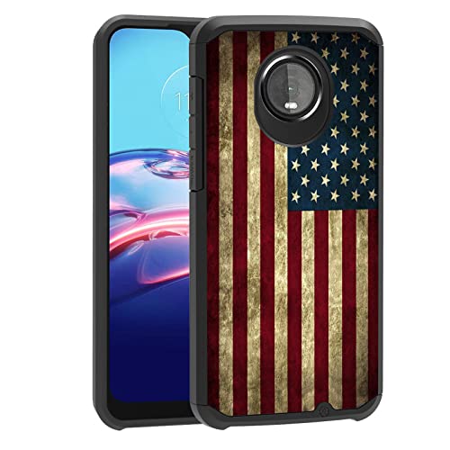 BWOOLL Case for Motorola Moto Z4 / Moto Z4 Play, Hybrid Hard PC & Soft Silicone Dual Layer Shockproof Protection Case, Vintage American Flag