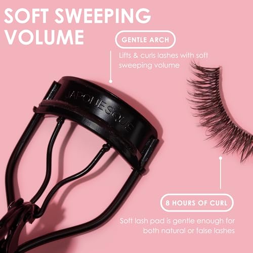 JAPONESQUE Pro Performance Lash Curler with Natural Arch for Sweeping Volume on Natural or False Lashes, Holds Curl for up to 8 Hours, Includes 1 Refill Pad