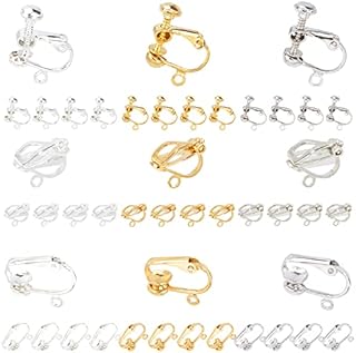 SUNNYCLUE 1 Box 36Pcs 9 Style Clip-on Earring Findings Adjustment Earring Clip Backs Clip on Earring Converter Non Pierced Earrings Earring Pads for Women Adult Jewellery Making DIY Crafts Supplies