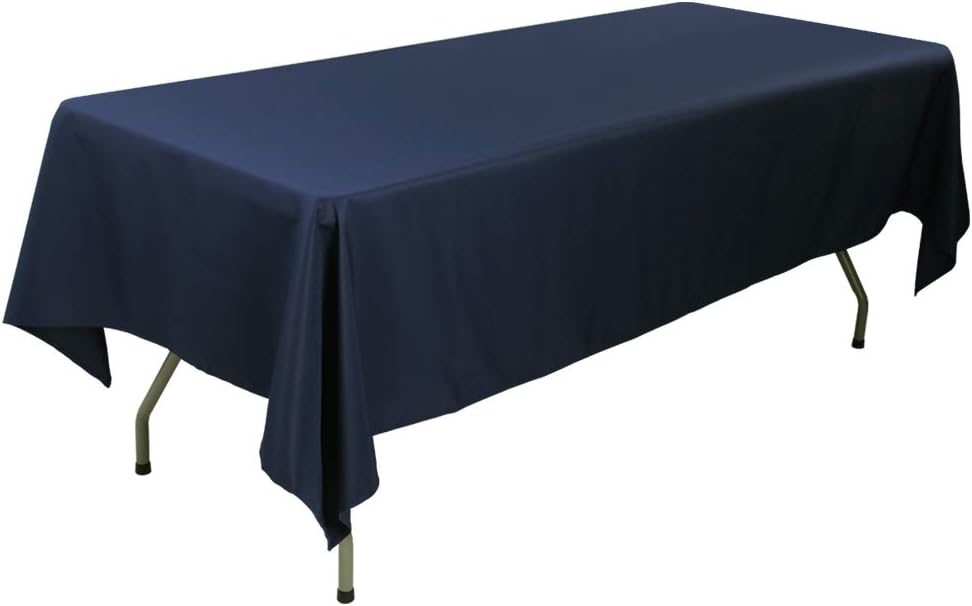 E-TEX Rectangle Tablecloth - 60 x 126 Inch - Navy Blue Rectangular Table Cloth for 8 Foot Table in Washable Polyester
