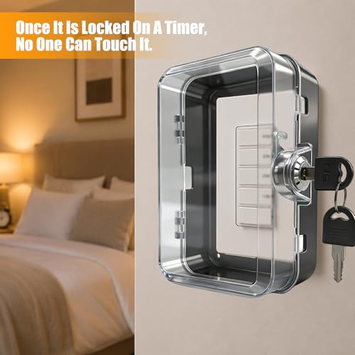 Timer Switch Lock Box Cover with Key, Child Proof Wall Timer Switch Protector, Fits Digital & Countdown Timers, Universal 1-Gang/2-Gang, Anti-Tamper Safety Cover for Kids & Pets (Black, 1 Pack) by PILISPARK - Used condition - Image 4