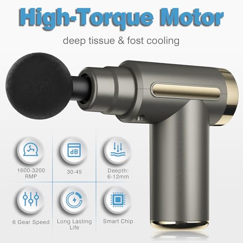 cotsoco Massage Gun Deep Tissue for Pain Relief with 4 Massage Heads & 6 Speeds, Electric Mini Handheld Body Massager for Any Pain Relief, Best Gifts for Dad and Mom