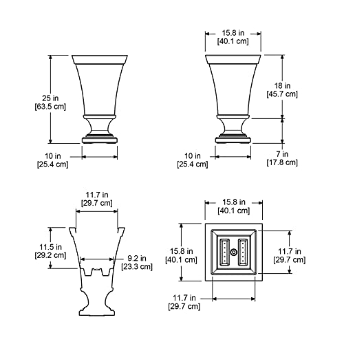 Mayne Vienna 25In Tall Urn Planter - Espresso - 16In L X 16In W X 25In H - Polyethylene - Built-In Water Reservoir (5892-Es) #TOP4