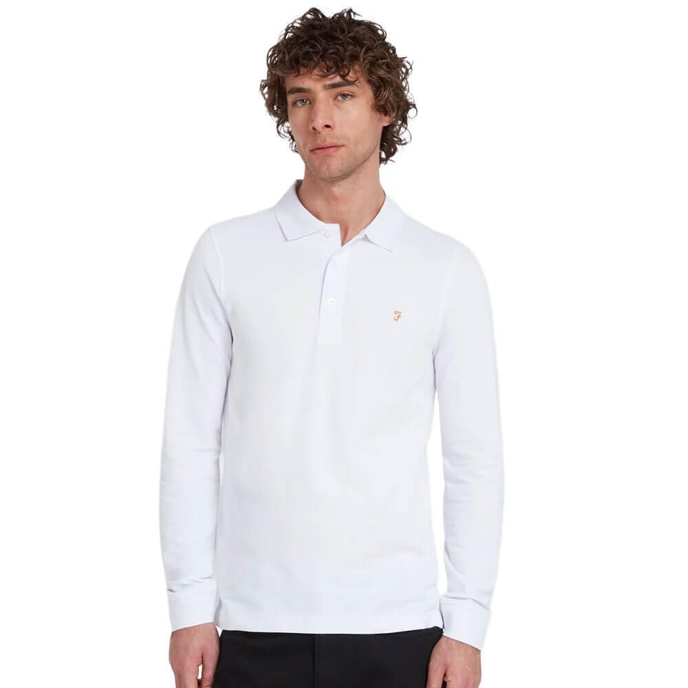 Farah Men's BLANES LS Polo, White, M