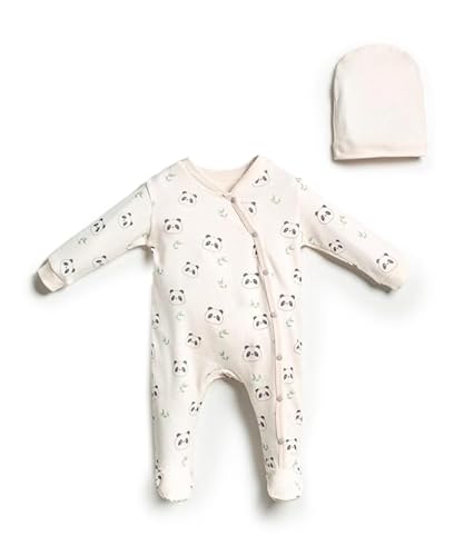 BY BUBBLES %100 ORGANİK PANDA DESENLİ PATİKLİ TULUM (EKRU, 0-3 AY)