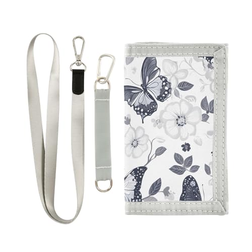 ALAZA Kids Wallets for Boys Girls Toddler Trifold Wallet Children Small Gray Butterfly with Zipper Coin Pocket