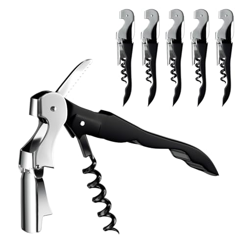 BREANIFULL 6 Pièces Tire Bouchon Sommelier Limonadier Professionnel Ouvre Bouteille de Bière 3 en 1 Couteaux de Sommelier en Acier Inoxydable avec Décapsuleur et...