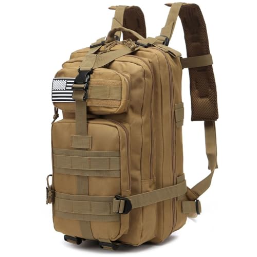 Thuram Mochila de 20 Litros Duradera de Nylon Impermeable para Pesca, Militar, Táctica, Deportes al Aire Libre, Senderismo, Casual, Mochilas Diarias, caqui, 20 Long