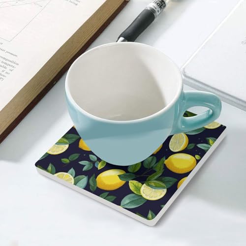 Dessous de verre carrés céramique citron décoration table cuisine - 6